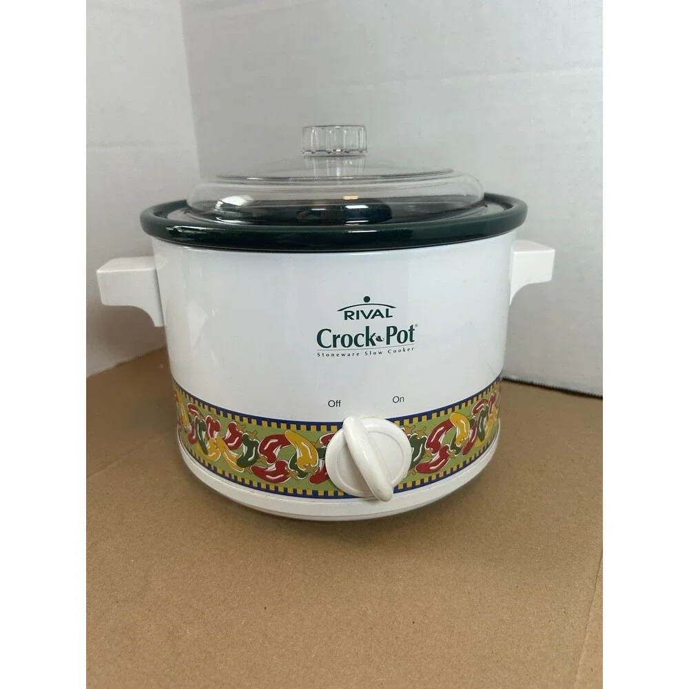 Rival Crock Pot 2 Qt Slow Cooker Model 3122 Chili Pepper Design Vtg 2003 W/Box